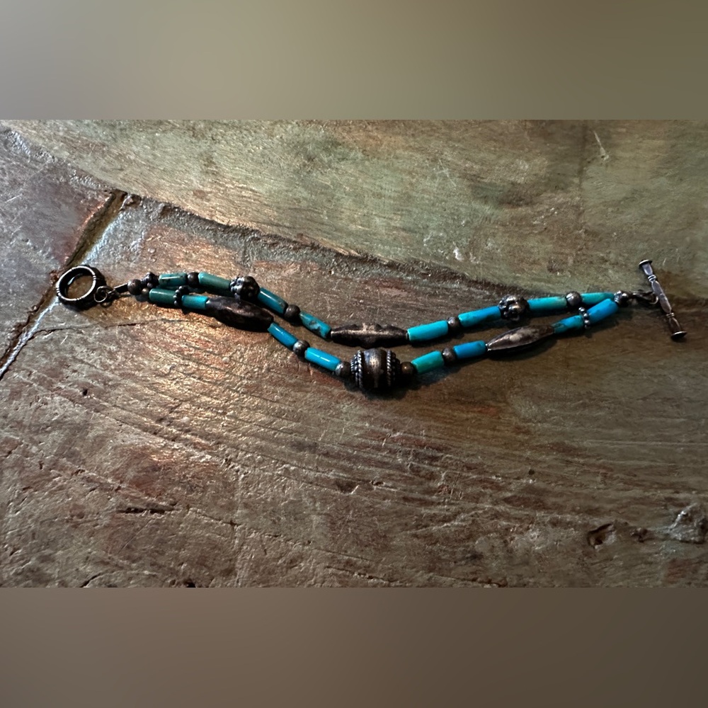 Sterling Turquoise 2 strand bracelet